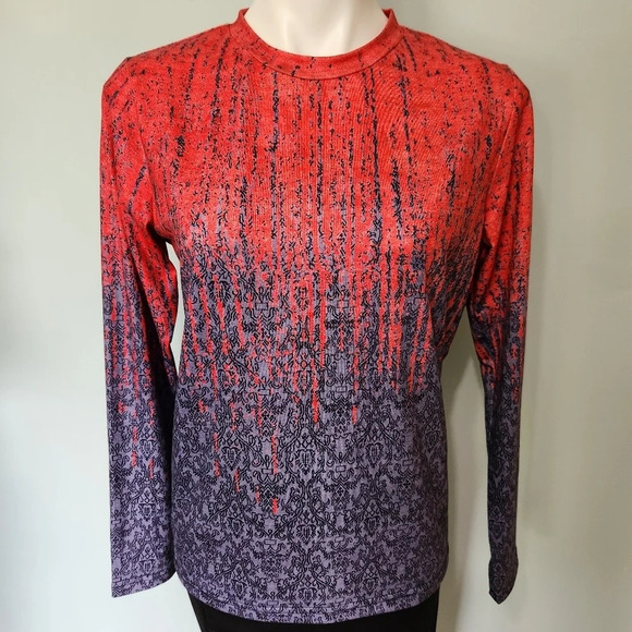 Exclusive red and purple demask pattern top - Picture 1 of 14
